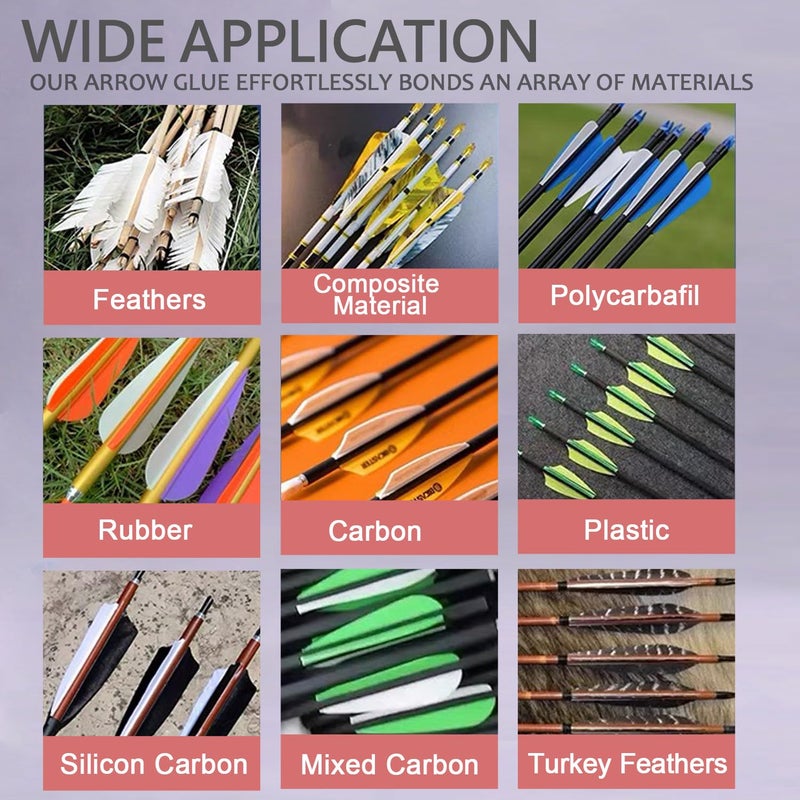 Mereido 4 Packs Instant Fletching Glue, Clear Arrow Glue, Adhesive for Carbon Arrows, Fletching Vanes, Feathers and Inserts, Great for Aluminium, Carbon and Wood Shafts (30g X4) - Image 3